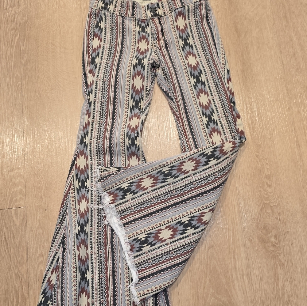 Rock & Roll Denim Girls Bargain Button Bell Bottom Southwestern Stripe Print 8 - Picture 4 of 10